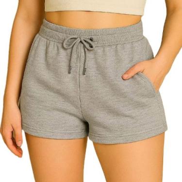 Imagem de Short Feminino MOLETOM Moda Estilo Conforto - Kesdey, Cinza, GG