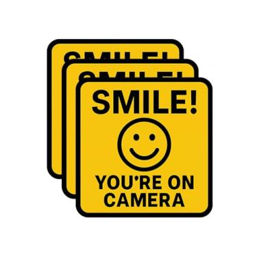 Imagem de Adesivos de placa Smile You're On Camera - Adesivos de vinil duráveis à prova d'água para adultos, garrafa de água, capa de laptop e telefone, decalques divertidos à prova d'água para garrafas de água