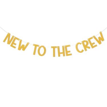 Imagem de Novo na faixa The Crew Decoração de festa de bebê anúncio de gravidez decoração de festa de anúncio de gravidez dourado glitter