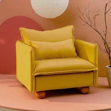 Imagem de Poltrona com Pé Bolinha Sôma Cabecasa Madeiramadeira Mostarda
