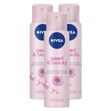 Imagem de Kit 3 Desodorante Antitranspirante Aerosol Nivea Pearl & Beauty 150ml