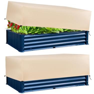 Imagem de LUCKIPLUS Capa de proteção contra congelamento Pacote com 2 com cordão elástico, 100 g/m² Cobertor de geada para inverno frio e geada Capas de caixa de plantador para canteiros elevados ao ar livre