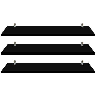 Imagem de Kit 3 Prateleira Preta Mdf 30x9 Suporte Cadeirinha Decoração