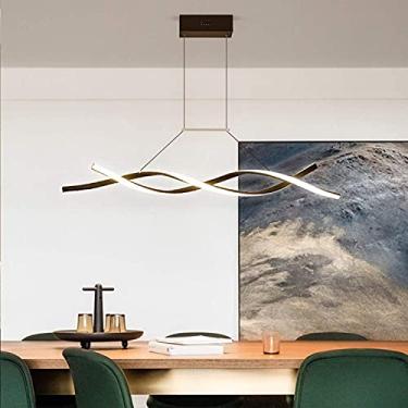 Imagem de Lustre LED Pendente de Teto Regulável com Controle Remoto Luminária Pendente Alumínio Acrílico Moderno Lustre LED Decoração de Ilha de Cozinha Luz Pendente, Preto-31,4 * 3,9 pol.