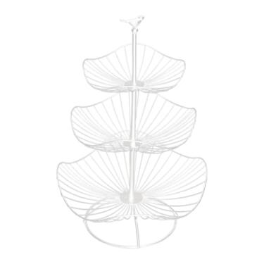 Imagem de ＫＬＫＣＭＳ Organizador de cesta de frutas, bandejas decorativas multifuncionais, suporte de frutas de arame de metal para sala de jantar, sala de estar, banquete, Branco