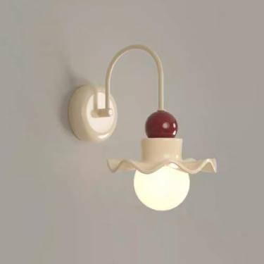 Imagem de Luminária de parede moderna em formato de onda em creme, luminária de parede em resina com acabamento em creme francês, luminária decorativa em PE branco leitoso, abajur criativo de parede G