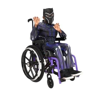 Imagem de Marvel Fantasia juvenil adaptável do Pantera Negra - Macacão estampado com acesso ao tubo, pernas mais espaçosas e meia máscara de tecido, médio