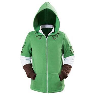 Imagem de Ya-cos Casaco com capuz para cosplay adulto, jaqueta com zíper, verde, roupa de fantasia
