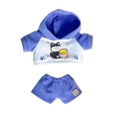 Imagem de niannyyhouse 20cm Plush Doll Clothes Fox Panda Puppy Hoodie Pants 8in Doll Accessories (Purple)