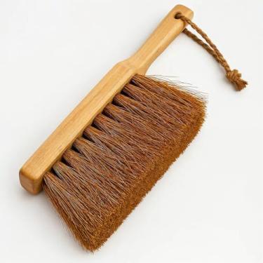 Imagem de Escova de vassoura manual - Removedor de poeira - Escova de cerdas macias Escova de limpeza de vassoura manual para roupas, sofá, armário, limpeza de cama com fibra de coco natural não tingida
