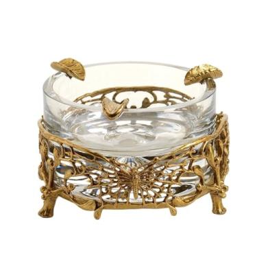 Imagem de Cinzeiro de ervas daninhas cinzeiro redondo com incrustações de vidro para decoração de casa, cinzeiro redondo de estilo nórdico, moderno e simples, acessórios de luxo cinzeiros para cigarros
