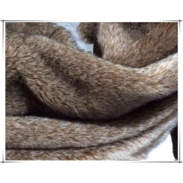 Imagem de Tecido de couro sintético castanho misto, cabelo curto, 160 cm de largura, tecido de pelúcia suave para jogos de pele de pescoço, roupas, trabalhos manuais de costura, tapetes, brinquedos, decoração