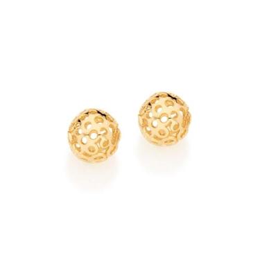 Imagem de Brinco Feminino Rommanel Esfera Vazada Banhado a Ouro 18k 525122