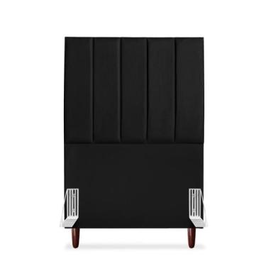 Imagem de Cabeceira De Solteiro Carla 100 cm Com Frame Em Couro Preto - Tifanny 
