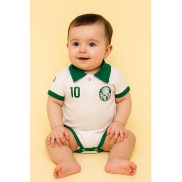Imagem de Body Bori Bebê Palmeiras Camisa Polo Oficial Torcida Baby, Branco, Ver