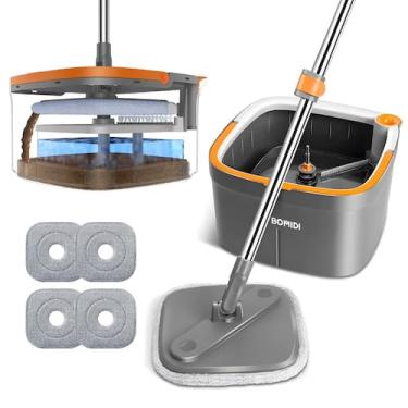 Imagem de Conjunto de esfregões e baldes BOMIDI Spin Mop com água suja separada