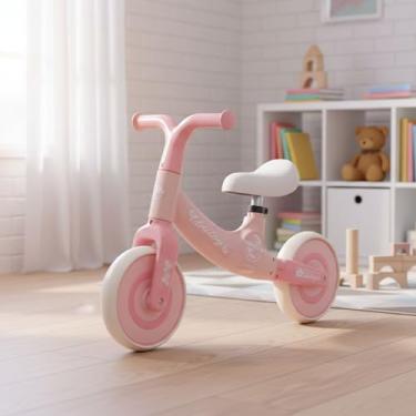 Imagem de Bicicleta de Equilíbrio Infantil Sem Pedal Rosa Leve, Segura e Ajustável Treina Coordenação, Confiança e Equilíbrio, Ideal para Criança de 2-5 Anos, Rodas Antiderrapantes