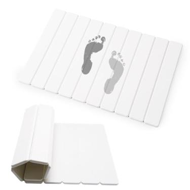 Imagem de zmnklry Tapete de banho de pedra para banheiro, tapete de secagem rápida de pedra, tapetes dobráveis para banheiro, 60 x 39 cm (branco)