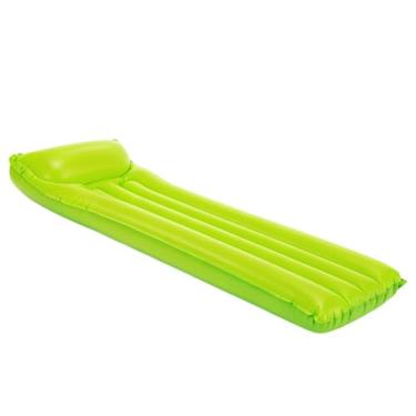 Imagem de Boia Colchao De Piscina Colchao Inflavel Liso 1 83m X 69cm Boia Adulto Peso 310g Ideal Praia Calma Descanso(Colchão VERDE)