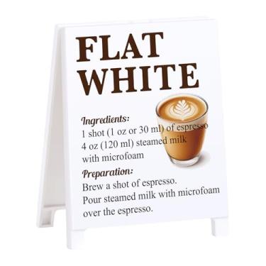 Imagem de Placa de café branca plana para decoração rústica de café para casa, café, bar, placa para amantes de cafés, acessórios de carrinho de cozinha, presentes de Natal para barista, homens e mulheres