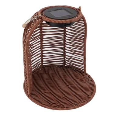 Imagem de Fafeicy Plantador Suspenso Com Luz Solar LED à Prova D'água PC Cesta de Vime Lanterna Suspensa Vaso de Flores para Decoração de Quintal de Jardim Uso Interno e Externo (Marrom escuro)