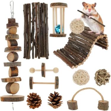 Imagem de Conjunto de brinquedos para mastigar hamster, acessórios de porquinho-da-índia, acessórios para cuidados com os dentes, gaiola de hamster, 11 brinquedos diferentes para porquinhos-da-índia, chinchilas