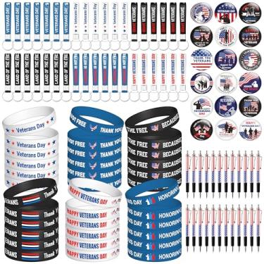 Imagem de WATINC Fitas Kit de acessórios de conscientização - 144 peças conjunto de festa patriótica 36 pulseiras de silicone 36 chaveiros de borracha 36 pinos de botão 36 canetas presentes para eventos de