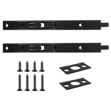 Imagem de 2 peças de parafuso de descarga de porta de aço inoxidável sem ferrugem resistente a impactos fechadura de segurança oculta com ferragens para porta dupla falsa de madeira composta francesa (2, preto)