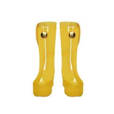 Imagem de Sapatos de cosplay Nami para adultos, fantasia da Ilha Egghead DOM, botas rasteiras, botas de cano médio, vestido de Halloween, Amarelo, US 13（11.375''/EU47)
