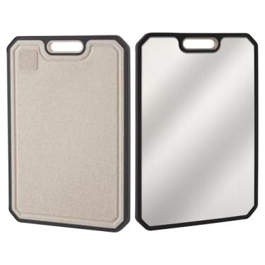 Imagem de Tábua de corte de titânio, tábuas de corte de titânio duráveis para cozinha com sulcos profundos de suco e alças embutidas, presentes de cozinha ideais