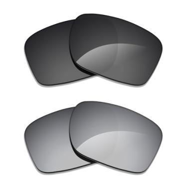 Imagem de Alphax 2 pares de lentes polarizadas de substituição para óculos de sol Oakley Portal OO9446 - preto + titânio