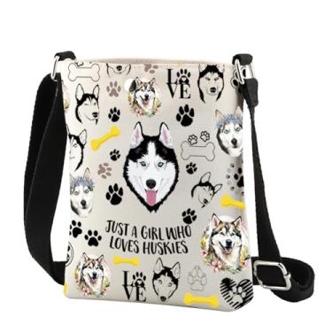 Imagem de CMNIM Bolsa tiracolo Husky Just a Girl Who Loves Huskies Lover Gift Husky Dog Mom Gift Cute Husky Crossbody Small Shoulder Bag, 241122 Husky C