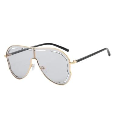 Imagem de Óculos de sol retrô over-around frog eye com proteção UV, ideal para praia, dirigir e atividades ao ar livre, Cinza, G