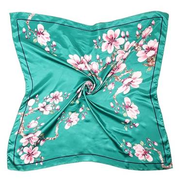 Imagem de Cachecol quadrado grande de cetim de 89 cm, acessórios de seda, praças, bandanas de praia clássicas para mulheres