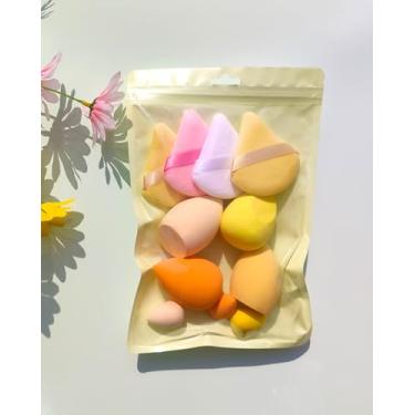 Imagem de Conjunto de liquidificador de maquiagem profissional de 11 peças, esponja beleza ovo almofada de ar puff maquiagem ovo molhado e seco ferramentas de maquiagem amarelo (4 pós + 4 ovos de esponja + 3