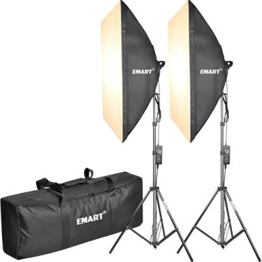 Imagem de EMART Kit de iluminação Softbox, 2700K-5500K 50.8 cm x 68.6 cm, lâmpadas LED reguláveis de 45 W, kit de iluminação de fotografia para luz de imagem, luzes de estúdio, gravação de vídeo, sessão de