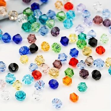 Imagem de 300 peças de contas de vidro facetadas - acessórios artesanais DIY - grampos de cabelo, borlas, tiaras, caixas criativas, bolsas, pulseiras, brincos, colares, 4 mm