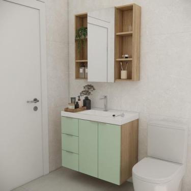 Imagem de Conjunto de Banheiro com Cuba 80cm Gaveta Esquerda Vittare - Estilare