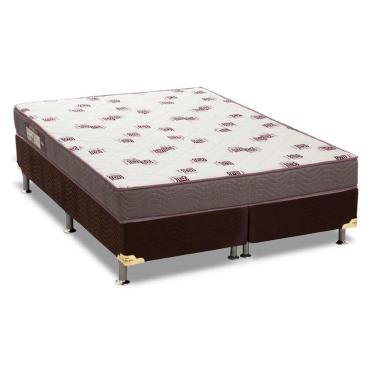 Imagem de Cama Box Queen: Colchão Espuma Ortobom D28 Light + Base Crc Suede Brown(158X198)
