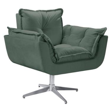 Imagem de Poltrona Opala Giratória Alumínio Suede Verde.