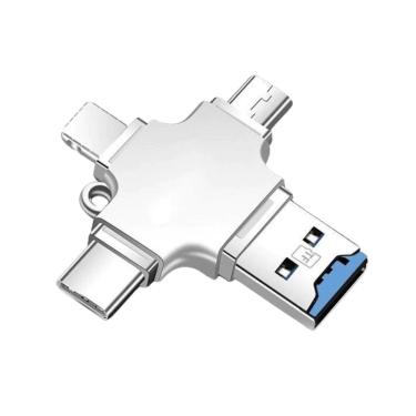 Imagem de Adaptador 4 em 1 - Tipo C / Lightning / USB-A 3.0 / Micro USB V8 - Verde