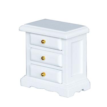 Imagem de Móveis de casa de bonecas em miniatura Armário de gaveta branco de madeira