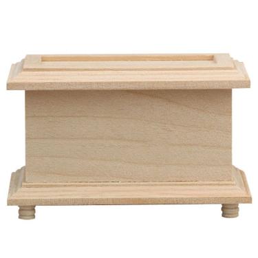 Imagem de Baú de armazenamento de madeira para móveis de casa de bonecas em miniatura, escala 1:12