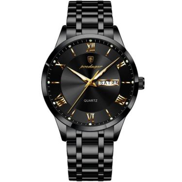 Imagem de Relógio Masculino Analógico Quartzo á Prova D´agua Em Aço Inoxidável Preto