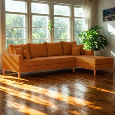 Imagem de Sofá 4 Lugares Beny Com Chaise Direito Suede Terracota