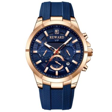 Imagem de Relógio De Pulso Masculino Analógico Rà Prova D´agua Esportivo Azul Dourado