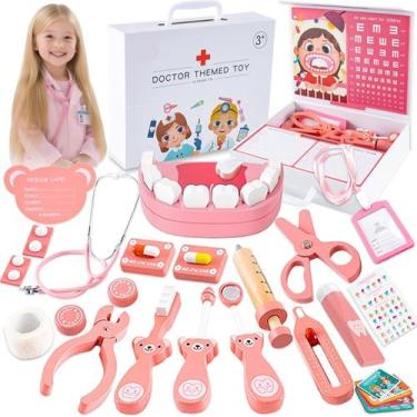 Imagem de Conjunto de brinquedos de dentista de madeira DQMOON para crianças de 
