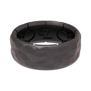 Imagem de Groove Life Zeus Anel de silicone martelado respirável anéis de casamento de borracha para homens, cobertura vitalícia, design exclusivo, anel de ajuste confortável, 9, Silicone, Sem pedra preciosa