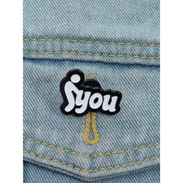 Imagem de Broche de esmalte com texto geométrico criativo broche de desenho animado, crachá de lapela divertido, acessórios decorativos para mulheres, bolsa de alfinetes, berloque, presentes de amizade para