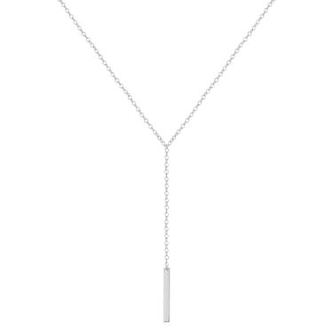 Imagem de Kyerlyn Colar em Y Lariat de zircão banhado a ouro 14K colar Y pingente CZ com gota longa colar de corrente de diamante delicado joia moderna, Latão, Sem pedras preciosas